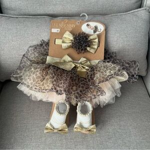 Gold and Leopard Print Baby Tutu Set